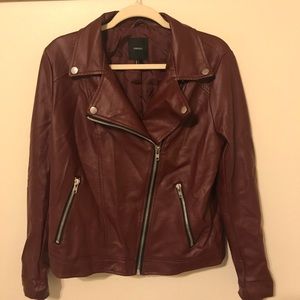 Maroon faux Leather Jacket